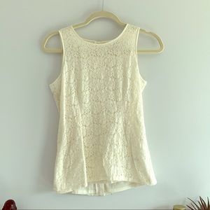 BANANA REPUBLIC CREAM LACE TOP WITH EXPOSED ZIP